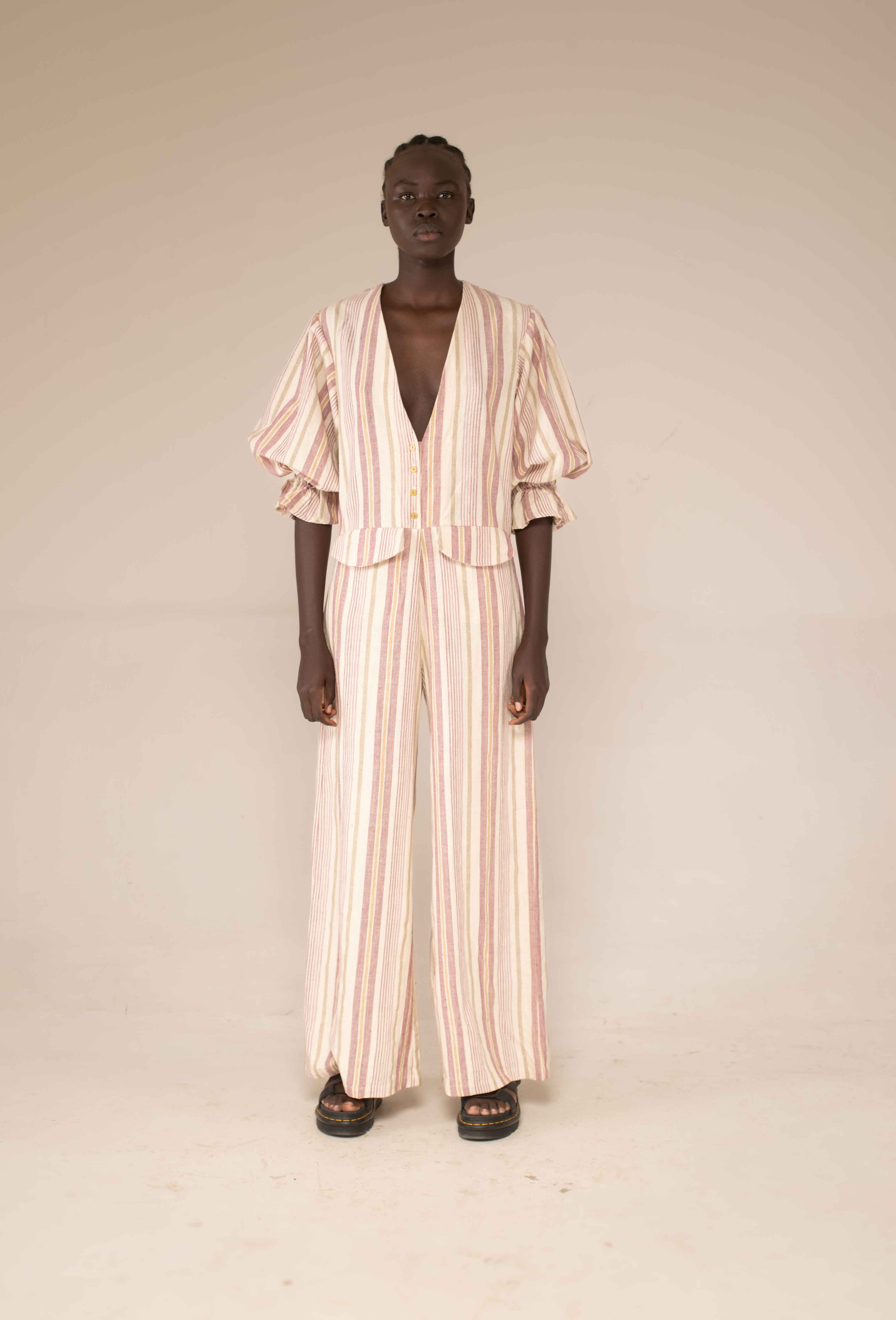 Jumpsuit - Sisal stripe – Hamaji Studio