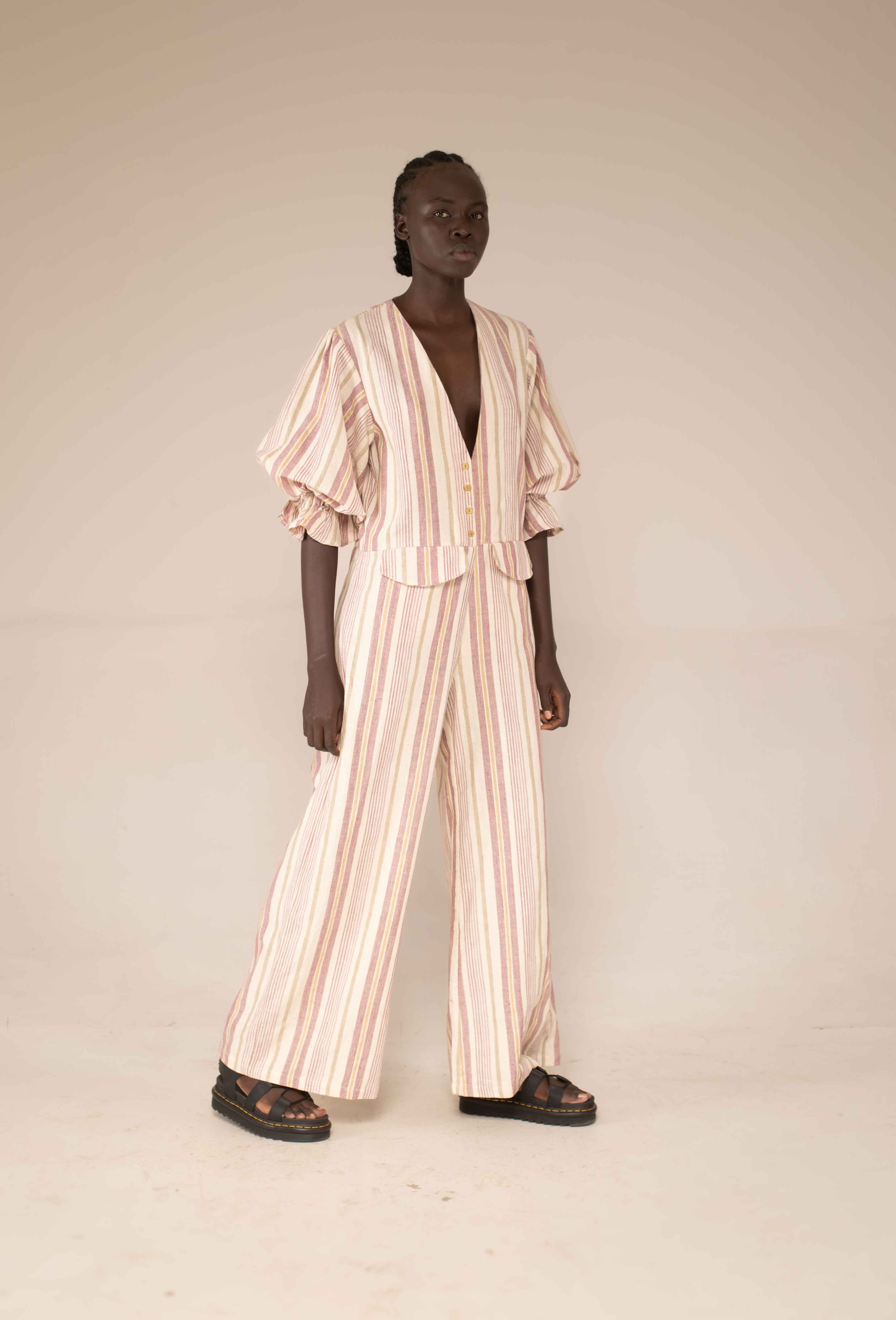 Jumpsuit - Sisal stripe – Hamaji Studio