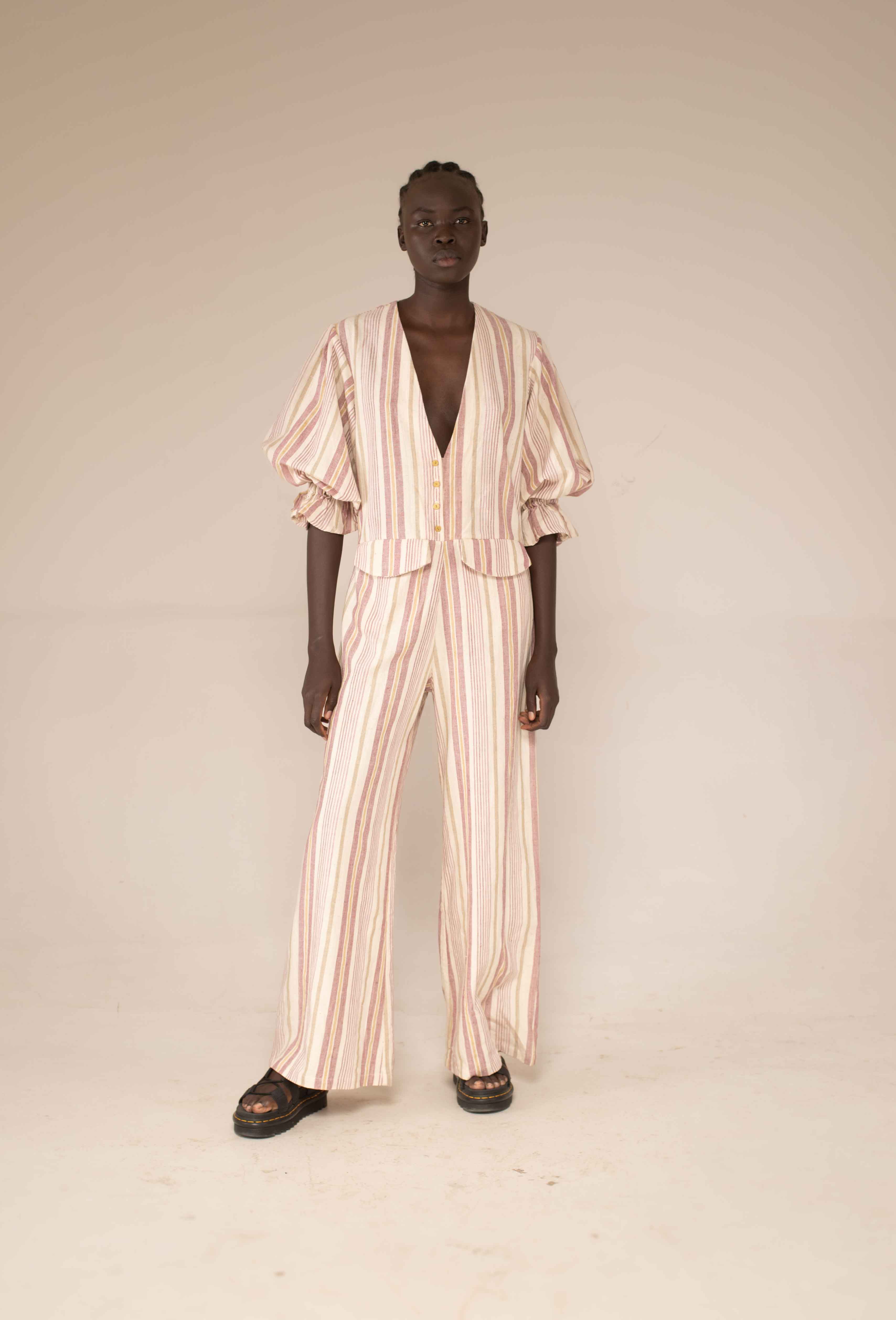 Jumpsuit - Sisal stripe – Hamaji Studio
