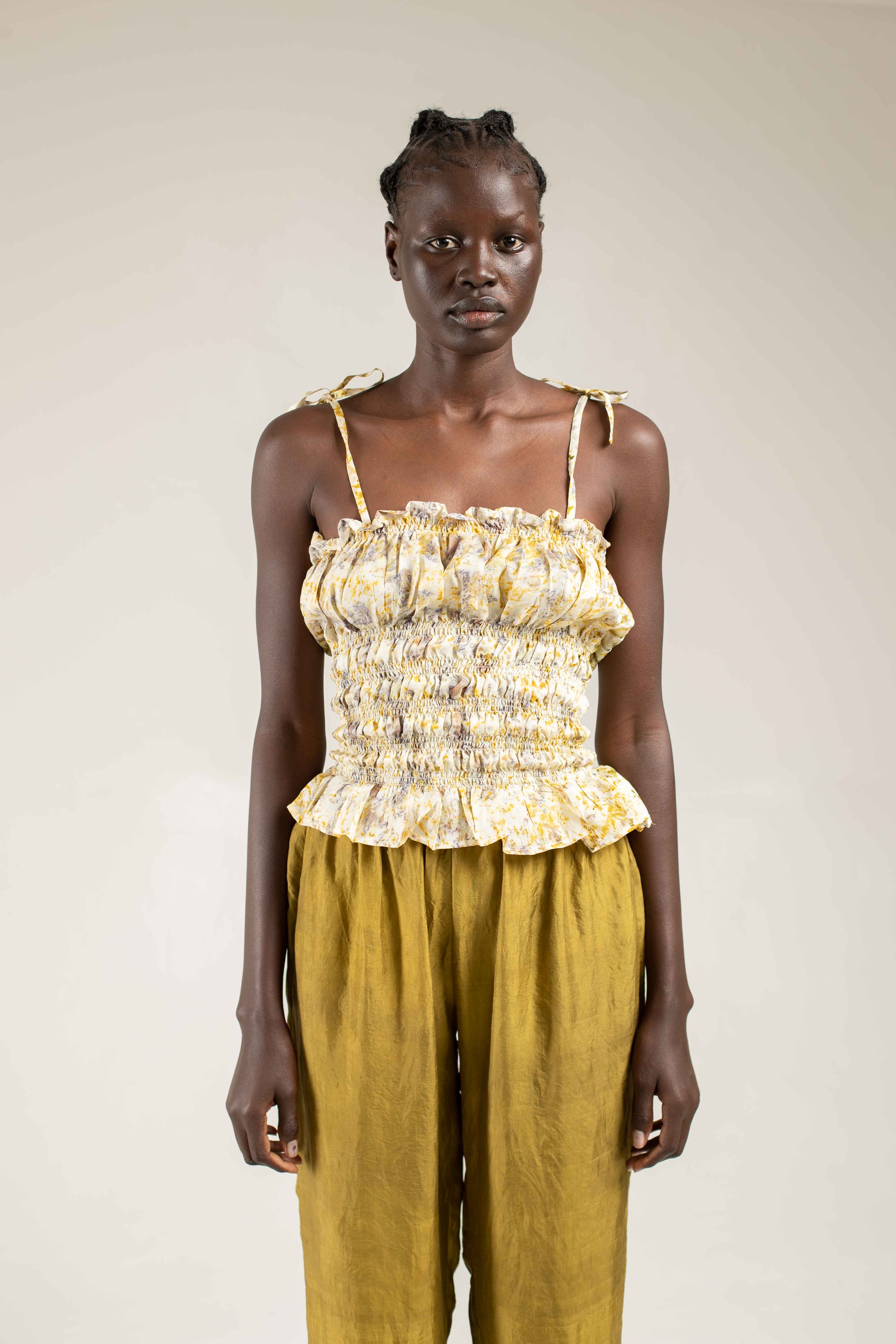 Rouched tube top - Floral print – Hamaji Studio
