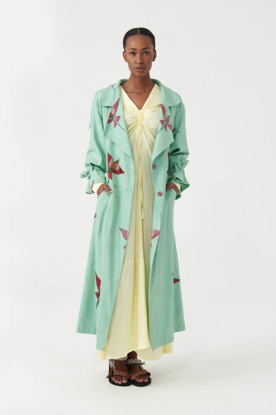 Bee Eater embroidered Trench Coat