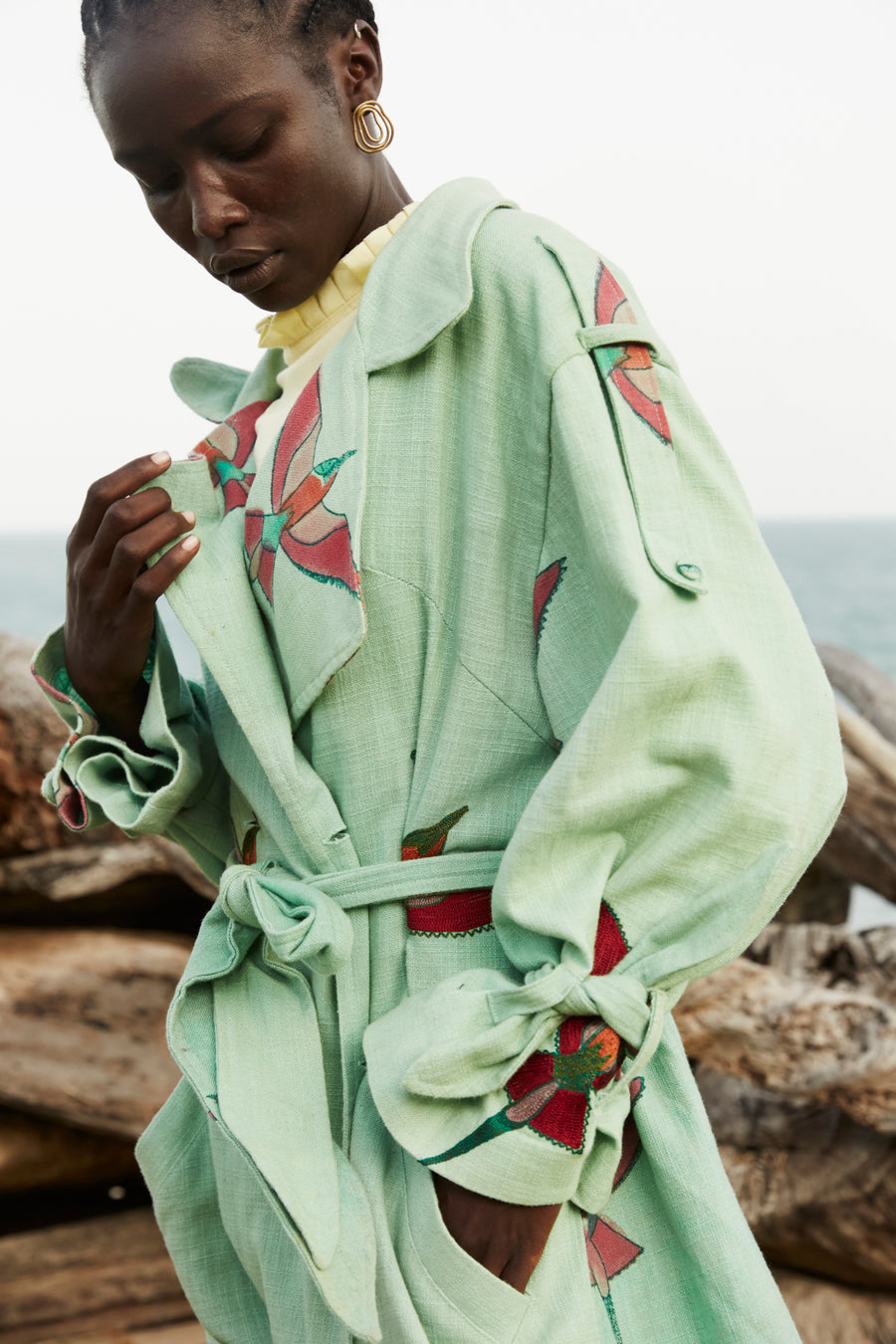 Bee Eater embroidered Trench Coat