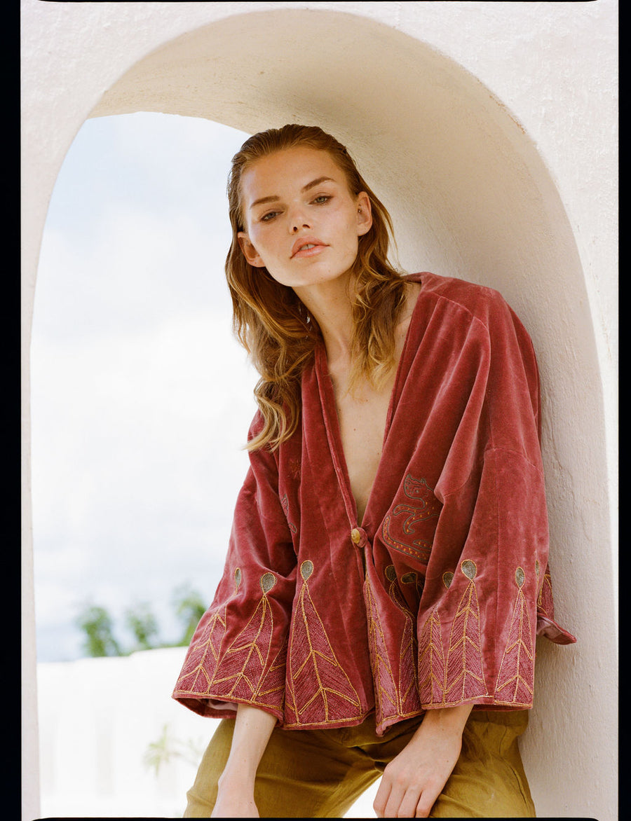 Vintage velvet caracal Jacket - Punch
