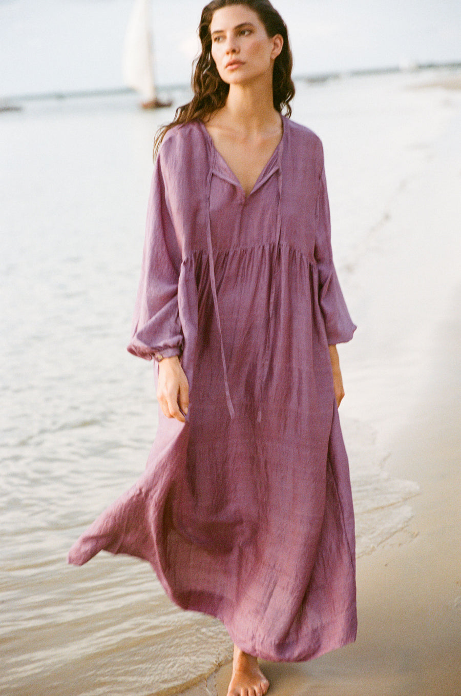 Handloom silk Balloon dress - lilac