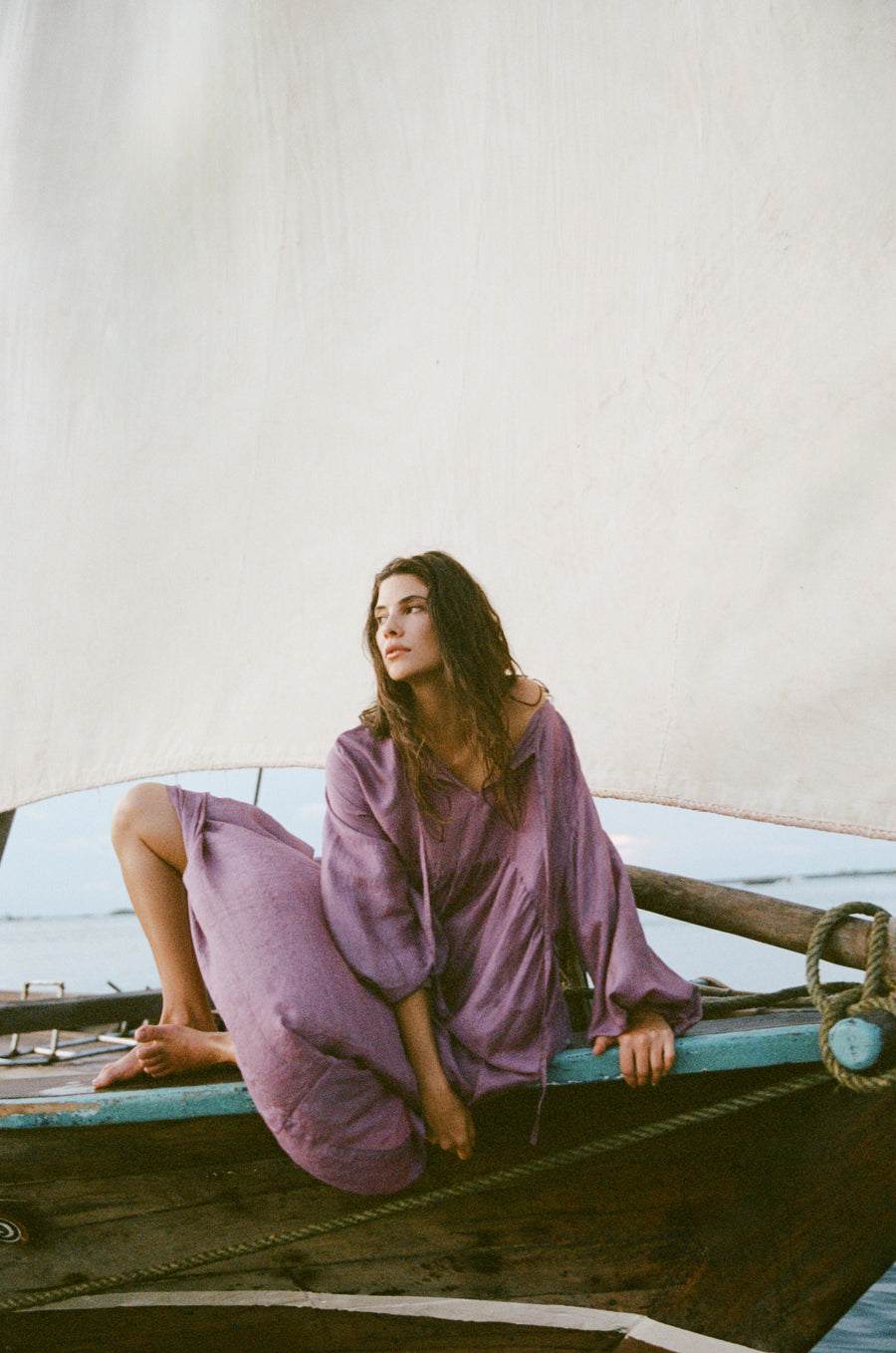 Handloom silk Balloon dress - lilac