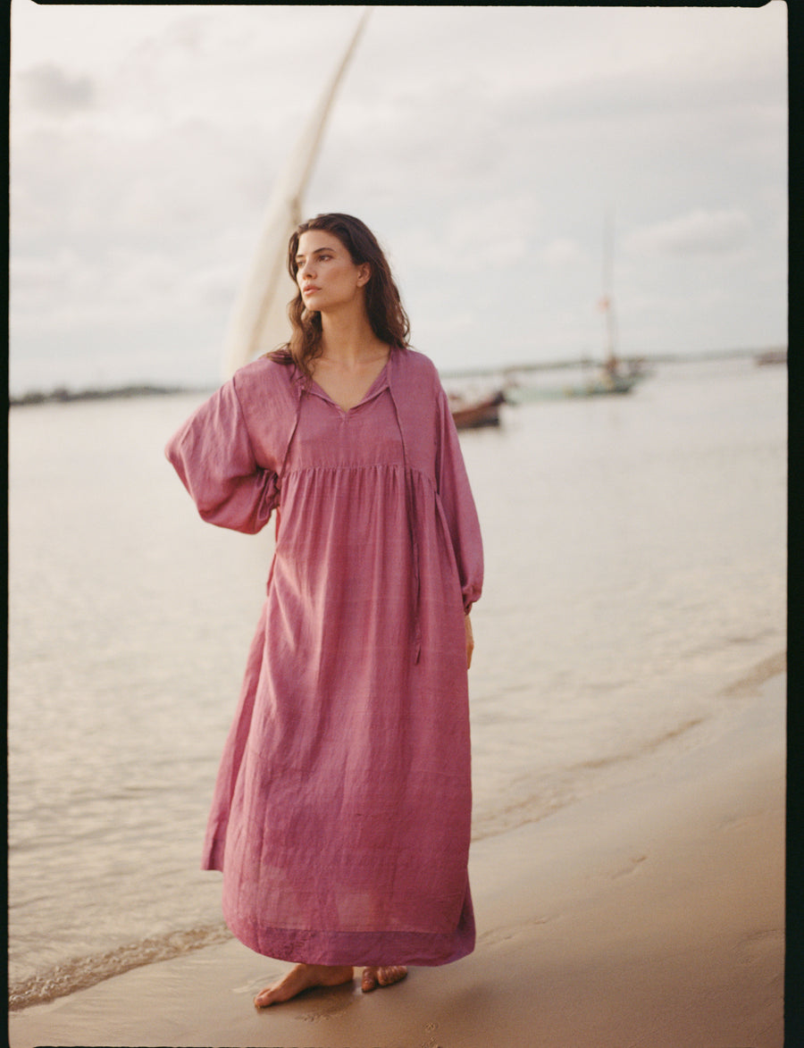 Handloom silk Balloon dress - lilac