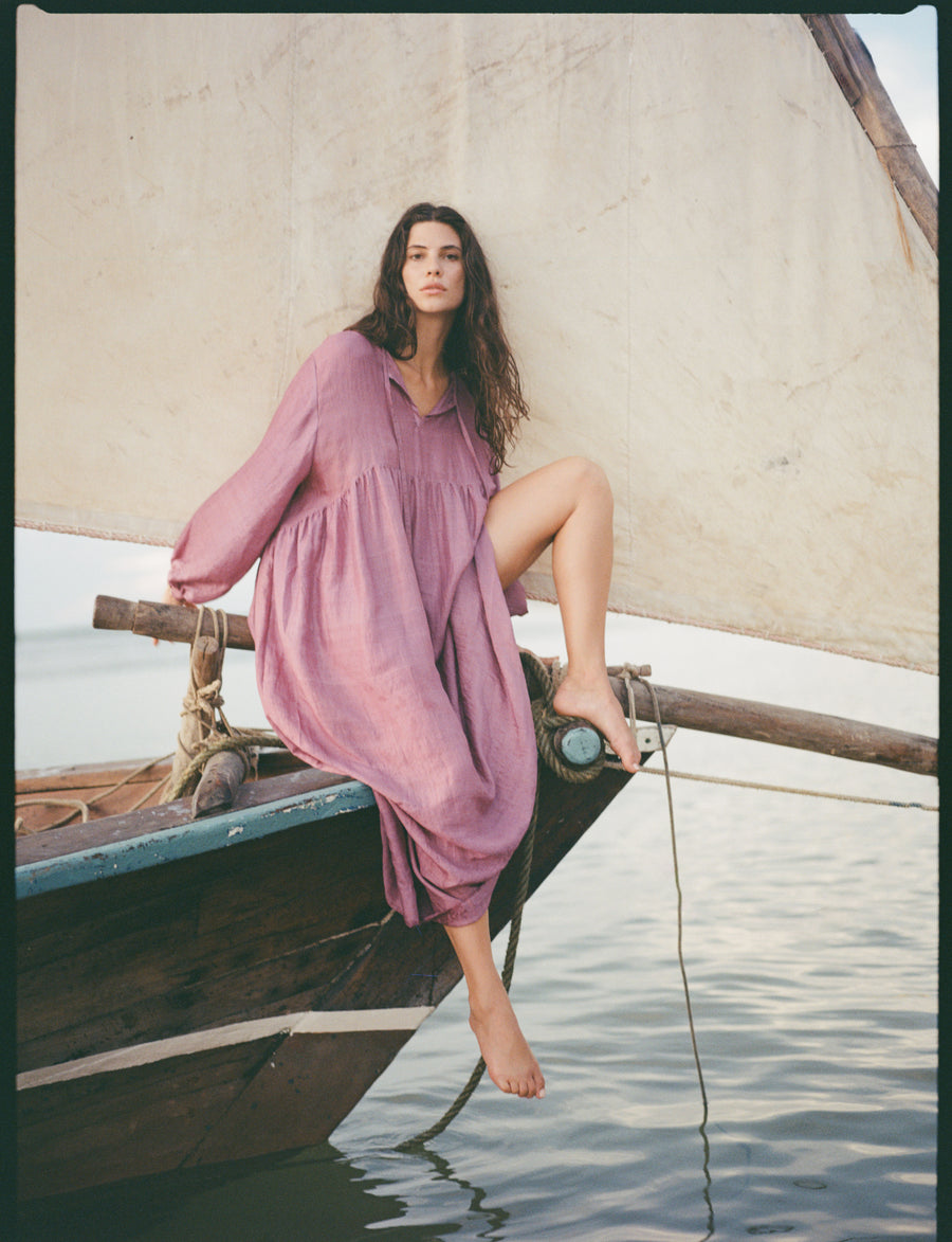 Handloom silk Balloon dress - lilac