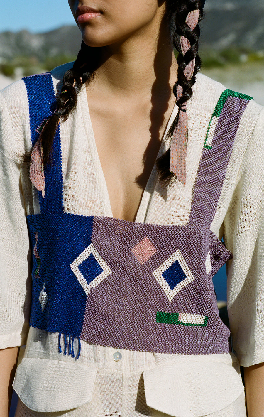 Beaded top - AUBERGINE