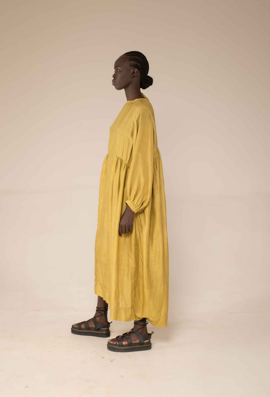 Balloon dress - chartreuse