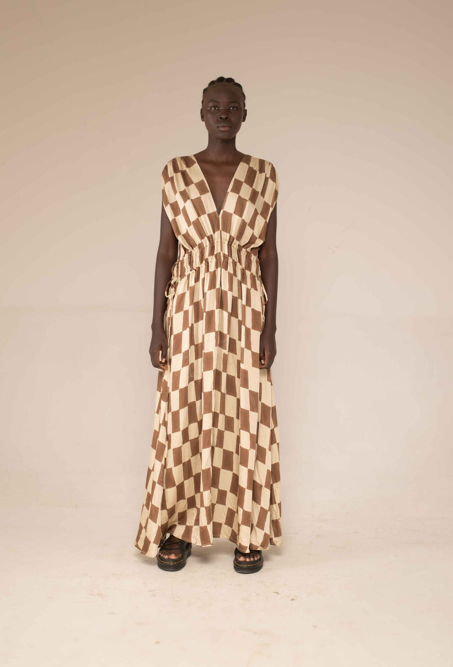 Cleo dress - Block print mocha