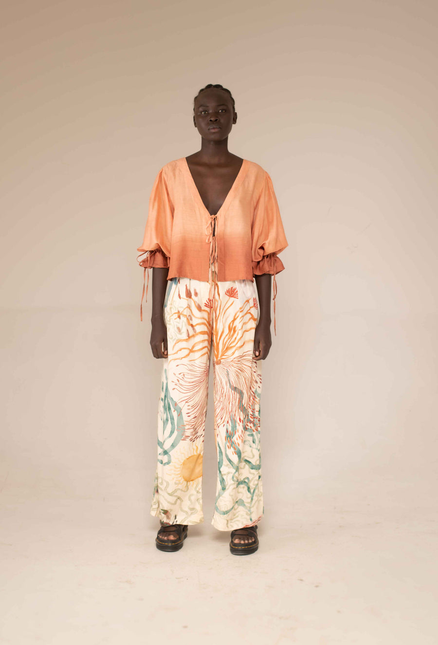 Tie front top - Sunset ombre