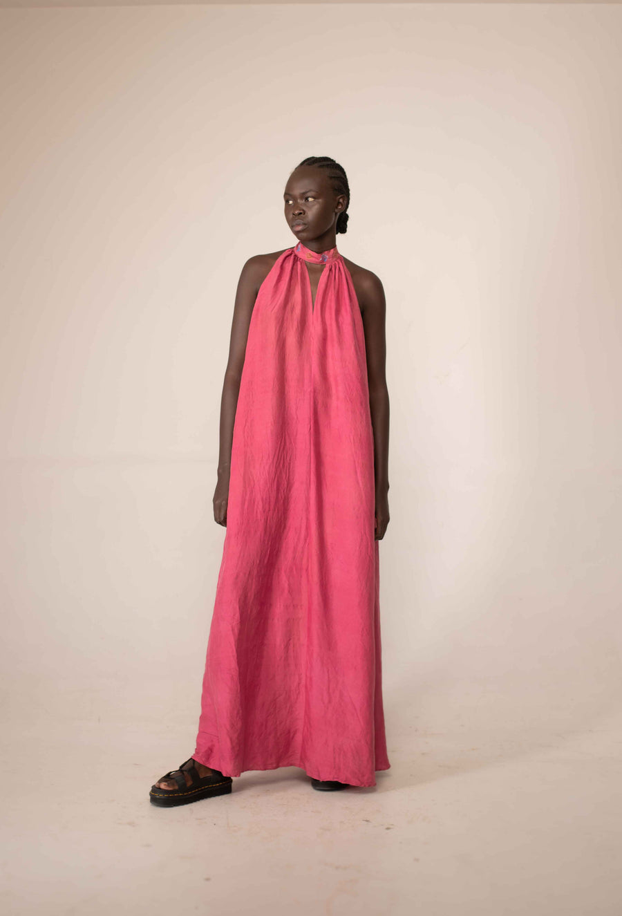 Halter neck dress - Fucia