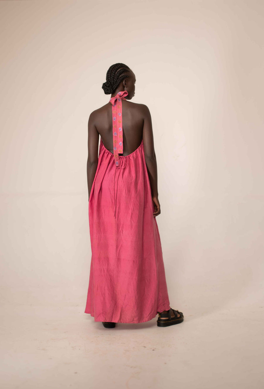 Halter neck dress - Fucia