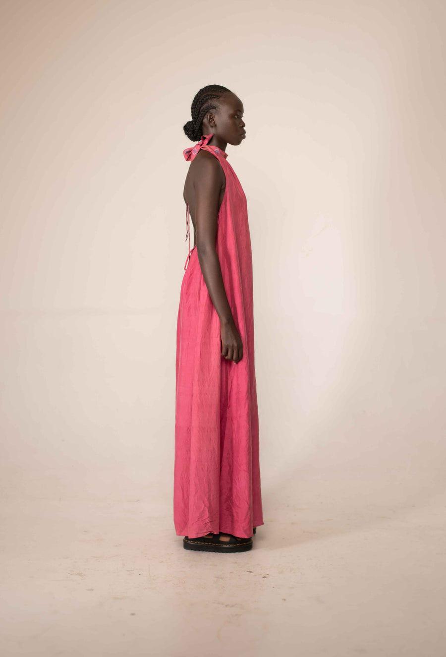 Halter neck dress - Fucia