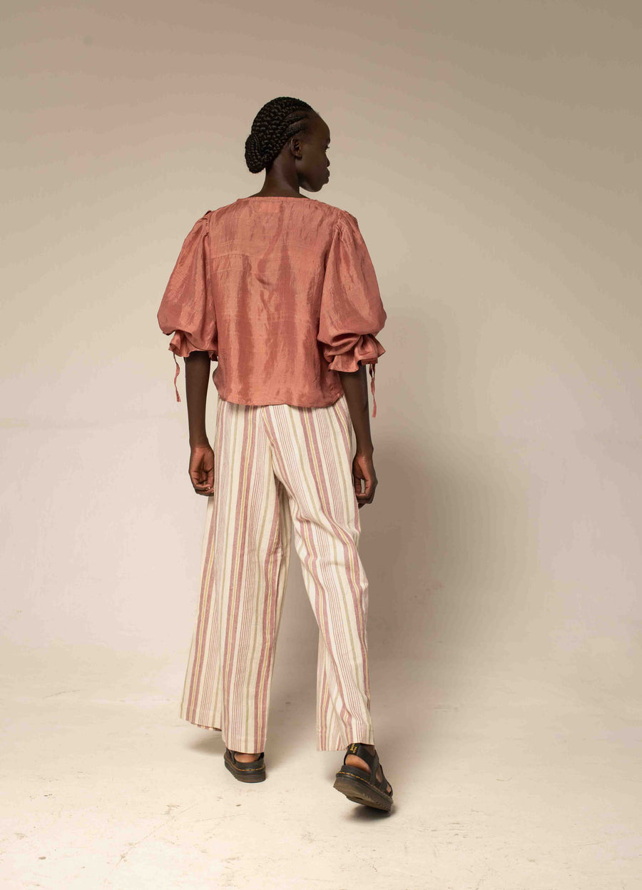 Tie front top - Old rose