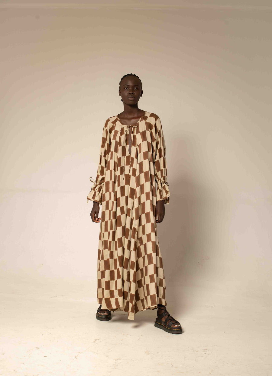 Maxi dress - Block print mocha