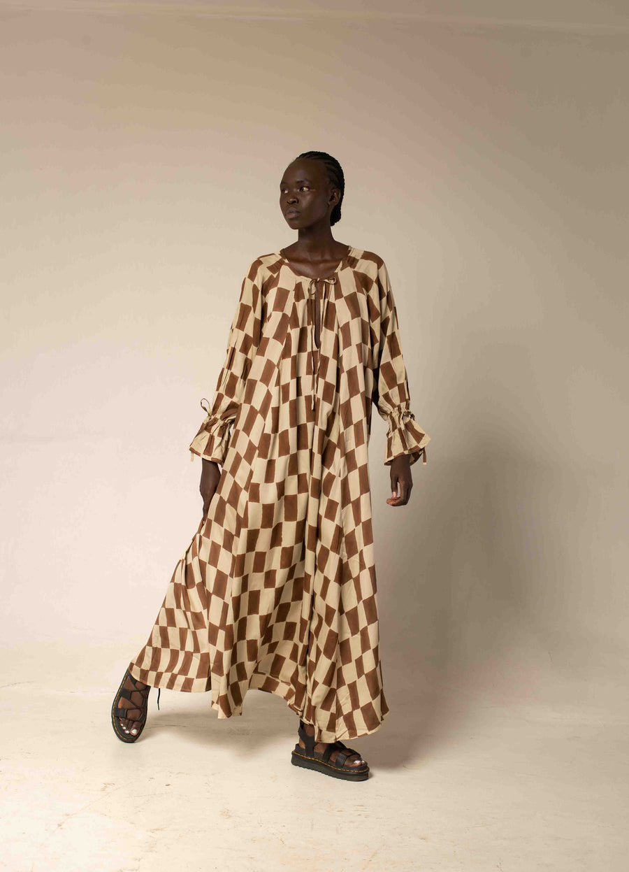 Maxi dress - Block print mocha