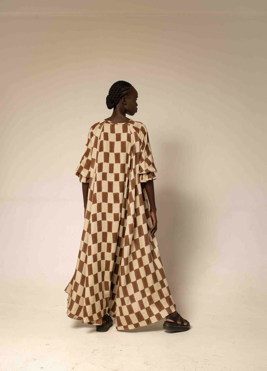 Maxi dress - Block print mocha