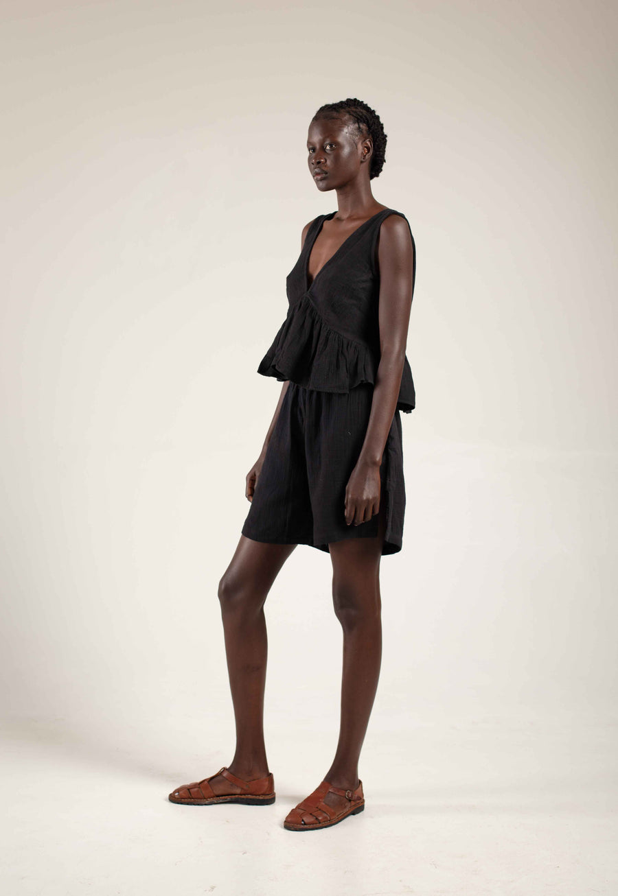 Sleeveless peplum Obsidian