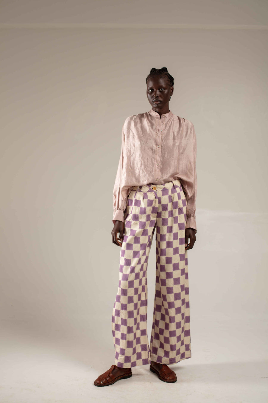 Balloon Trousers lilac check