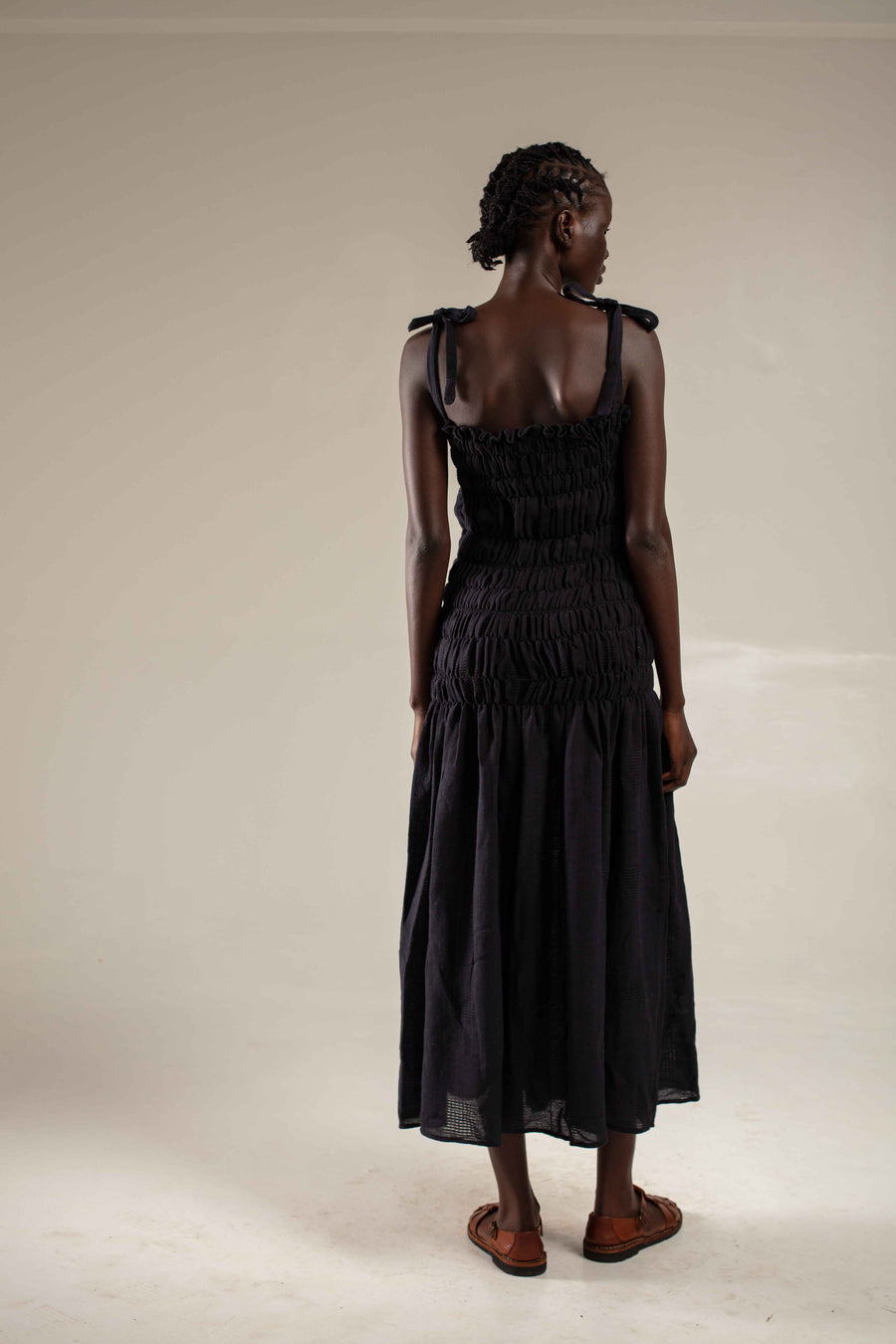 Rouched strap dress - Black