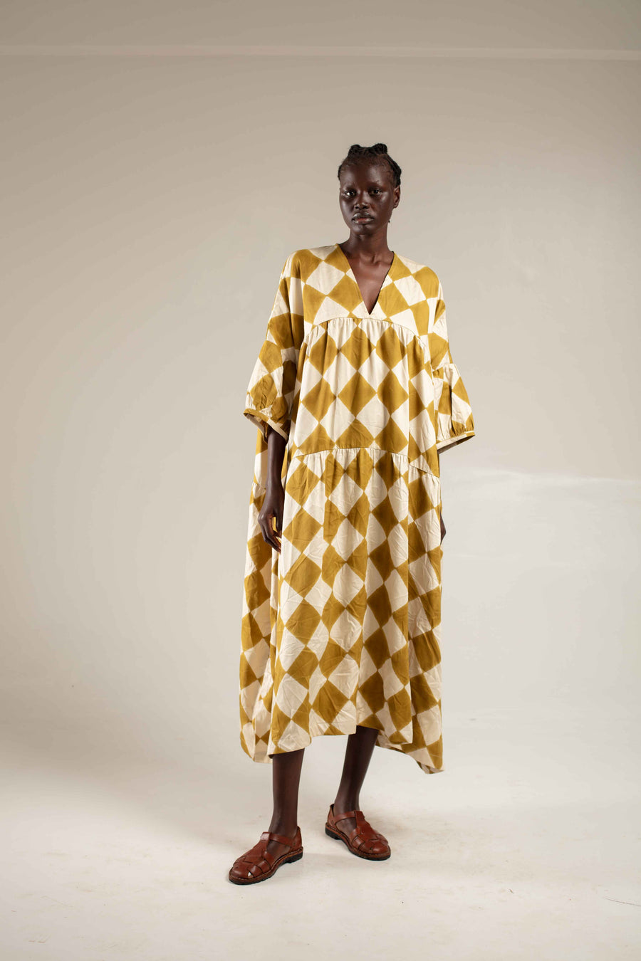 Block print Mustard maxi