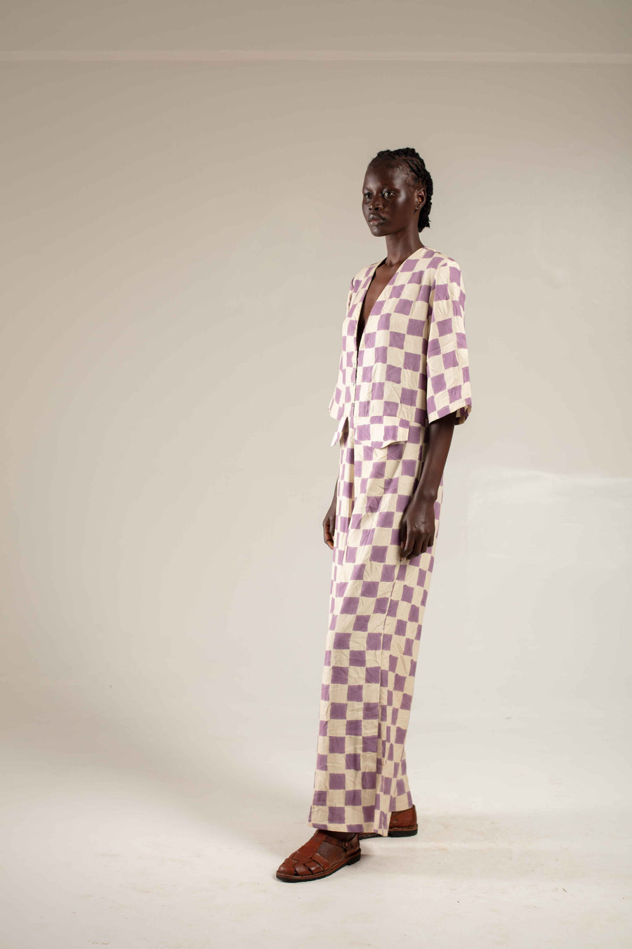 Jumpsuit lilac check