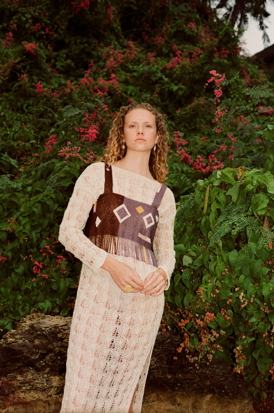 Knitted silk and cotton slip