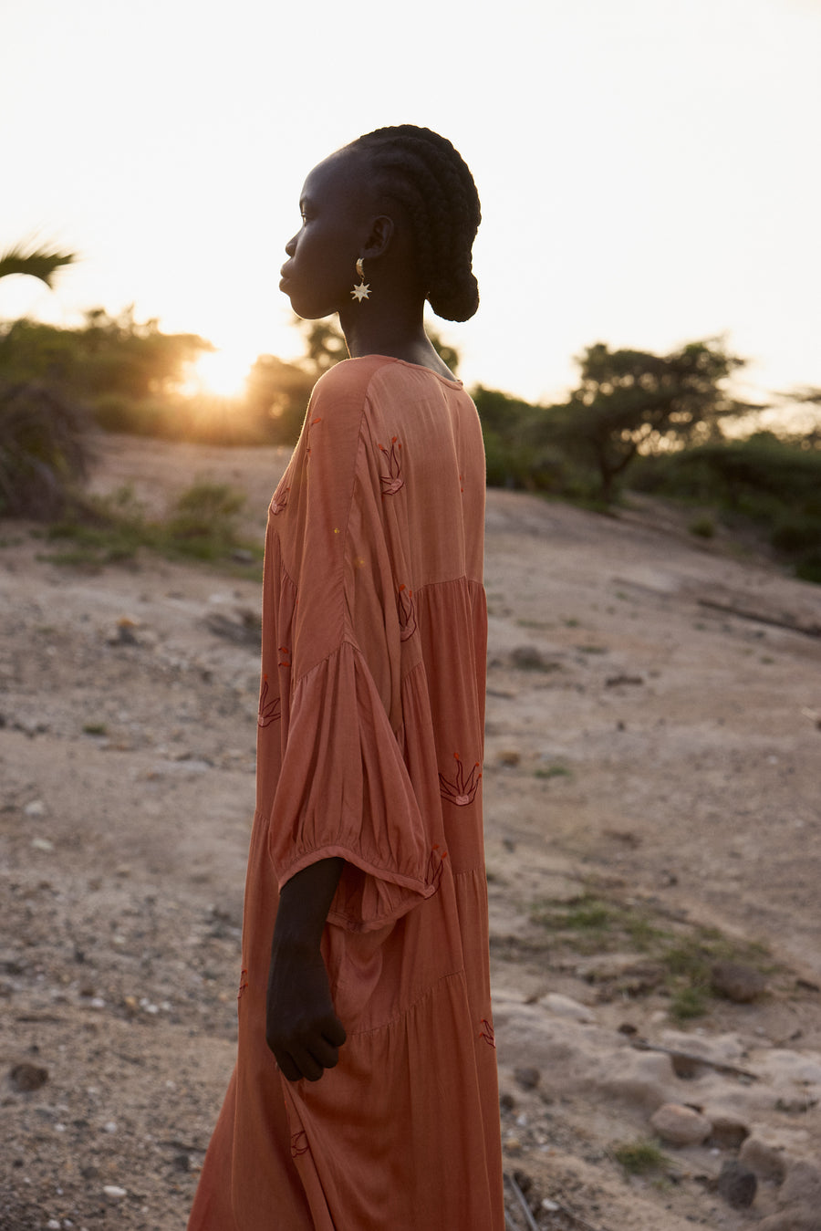 Embroidered Maxi - Coral