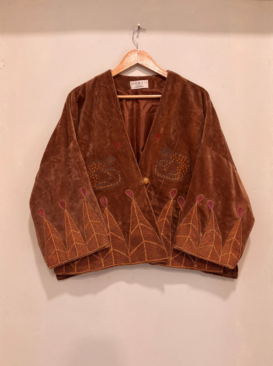 Vintage velvet caracal Jacket - Caramel