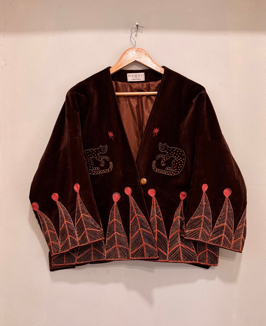 Vintage velvet caracal Jacket - Mocha
