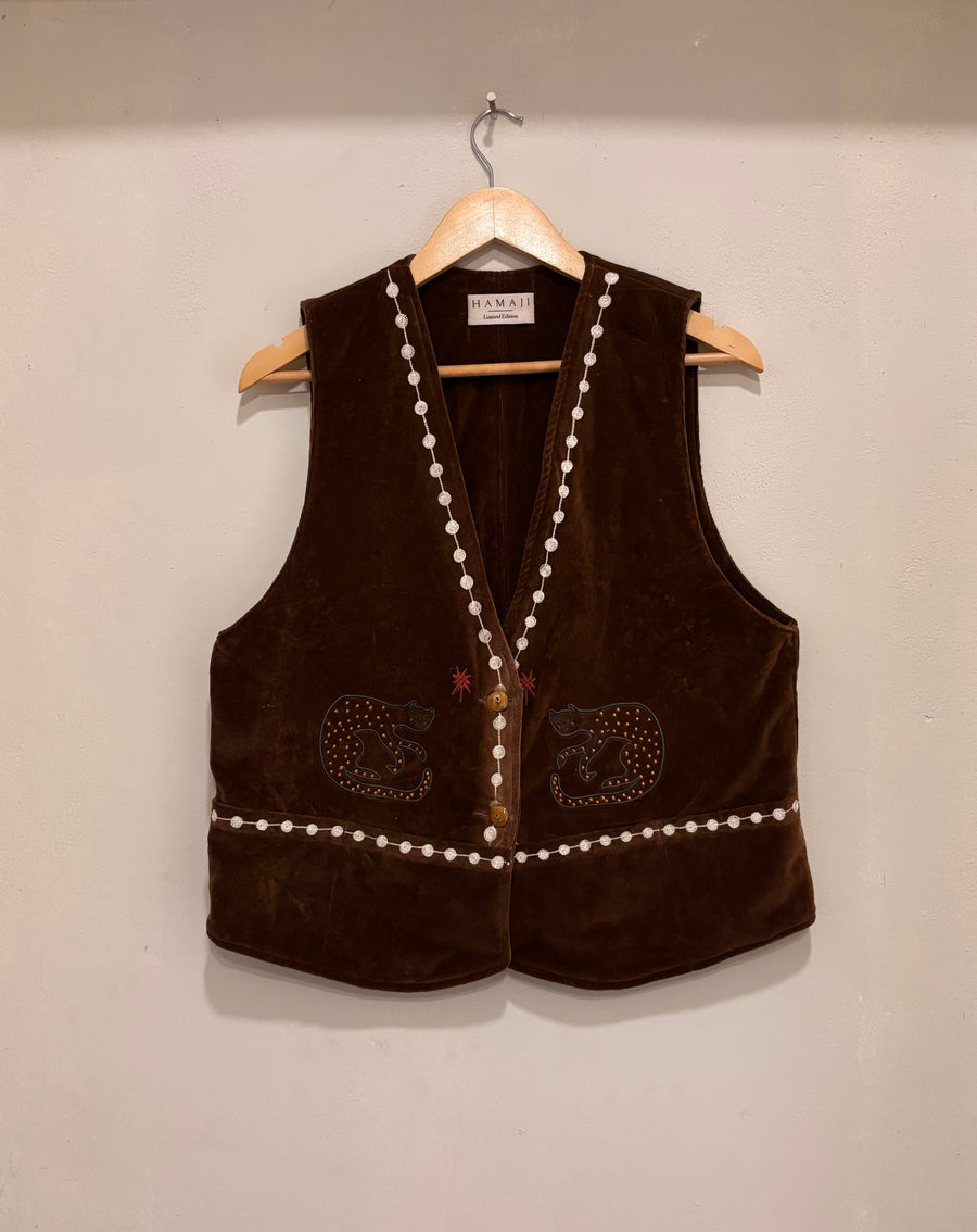 Vintage velvet caracal Vest - Mocha