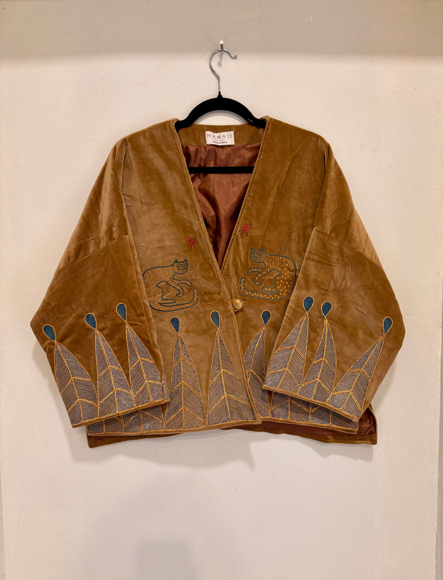 Vintage velvet caracal Jacket - Olive