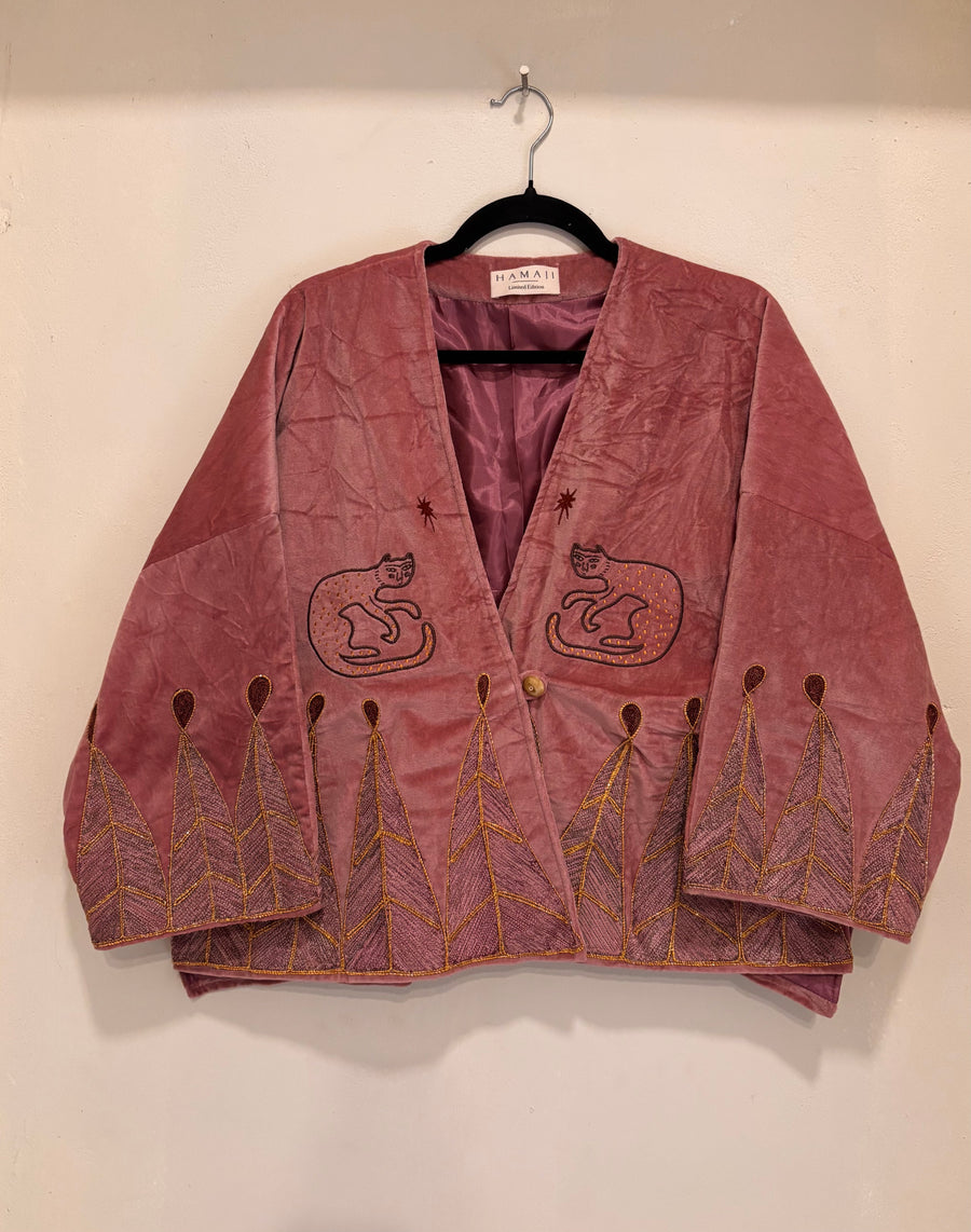 Vintage velvet caracal Jacket - Rose