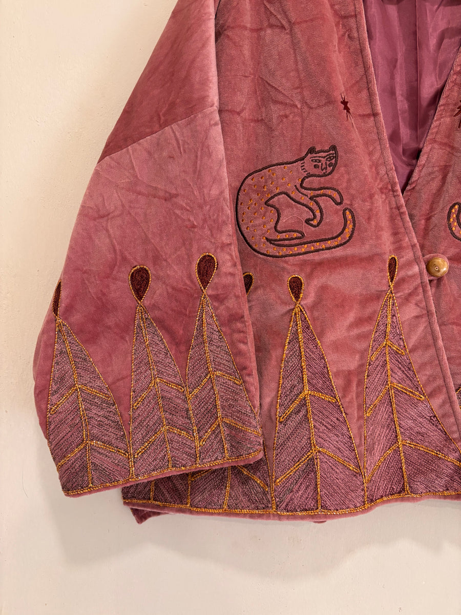 Vintage velvet caracal Jacket - Rose
