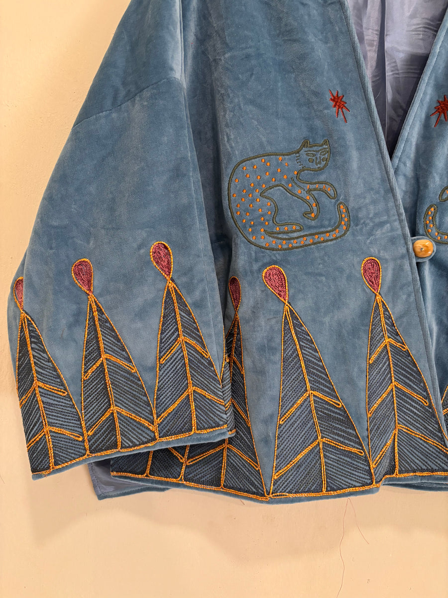 Vintage velvet caracal Jacket - Sky