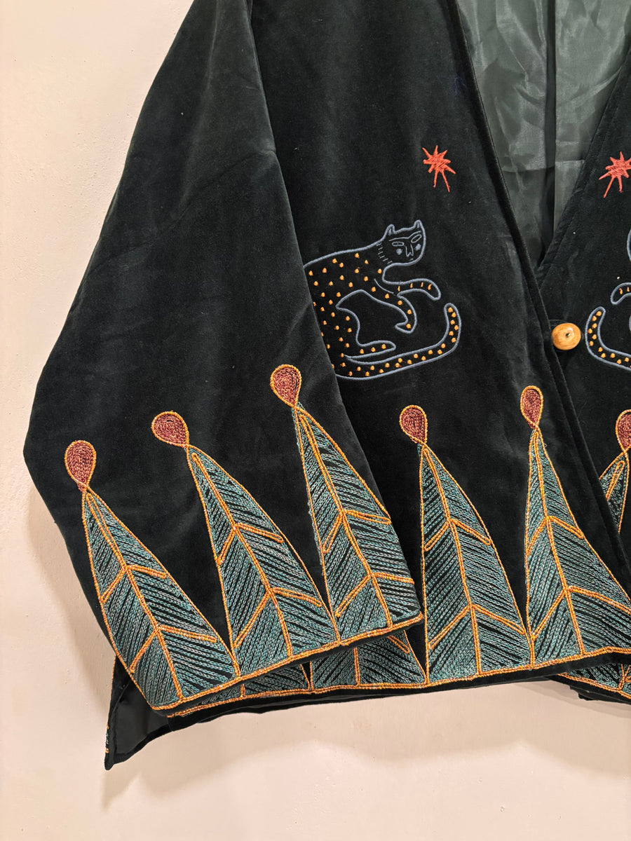 Vintage velvet caracal Jacket - Emerald deep green