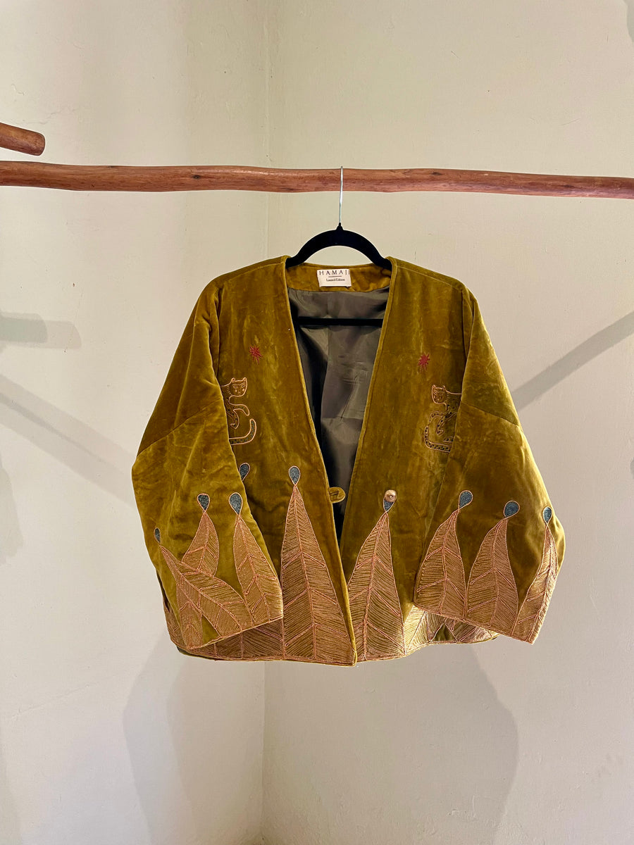 Vintage velvet caracal Jacket - MUSTARD