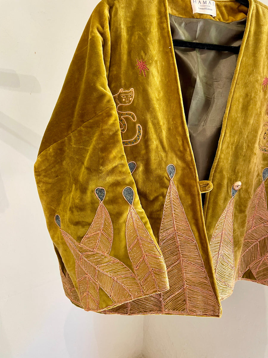 Vintage velvet caracal Jacket - MUSTARD